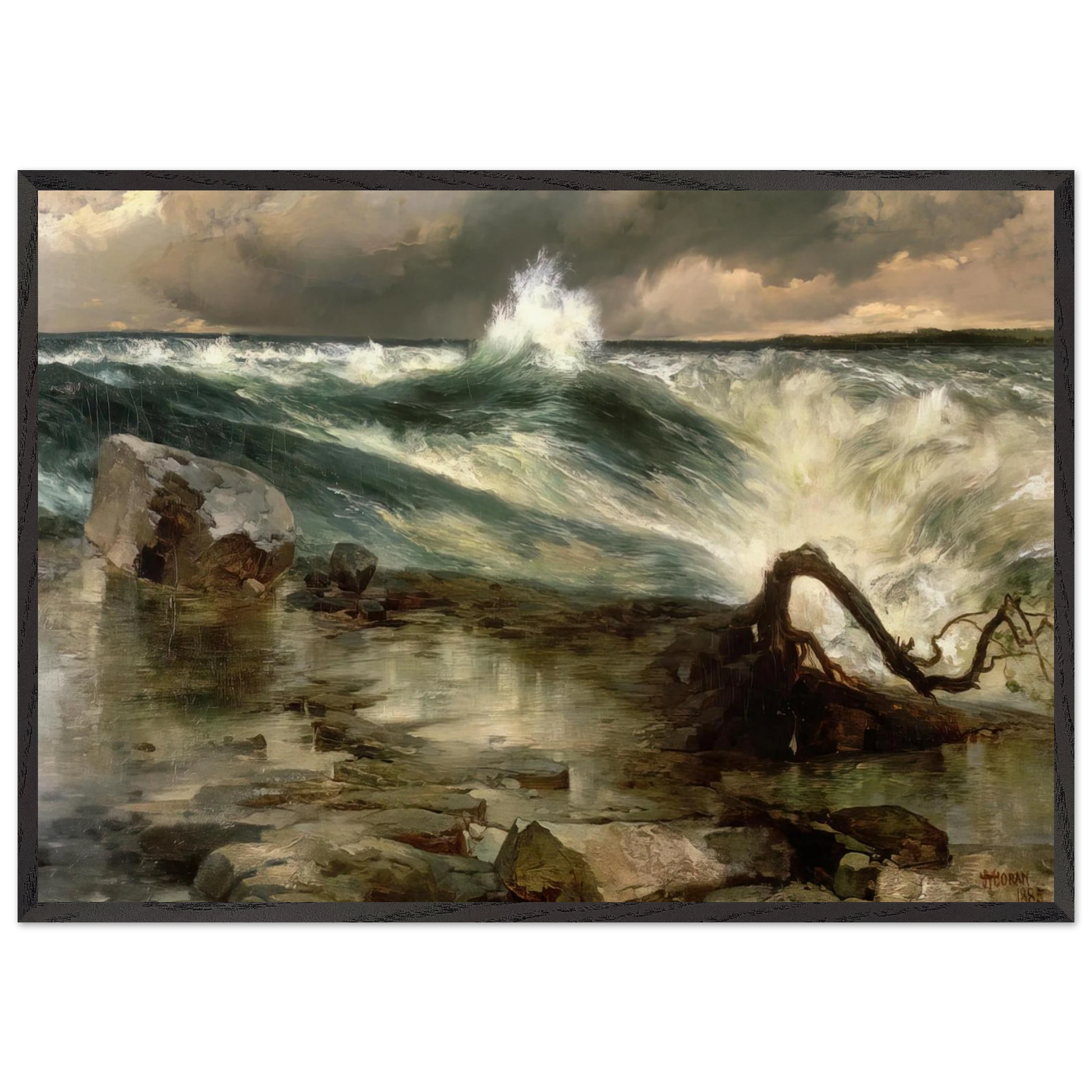 The Rapids Above Niagara - Thomas Moran Framed Art Print – Black Wooden Frame - Default Title - -Framed Art Print