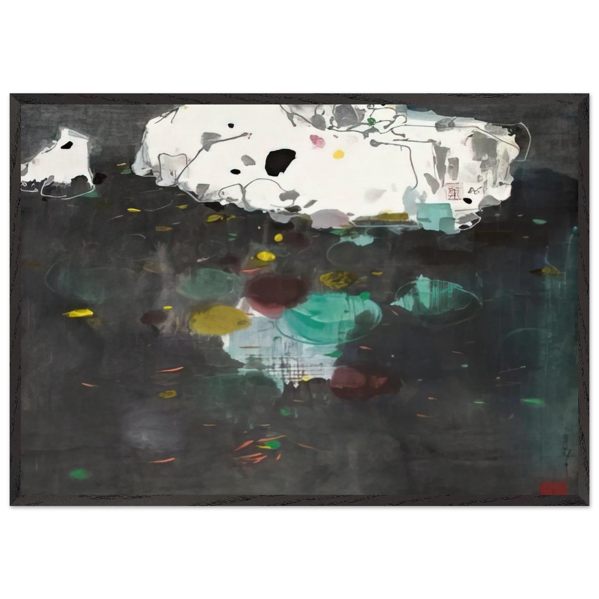 Fishes - 1986 - Wu Guanzhong Framed Art Print – Black Wooden Frame - Default Title - -Framed Art Print