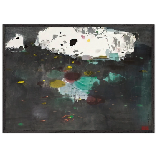 Fishes - 1986 - Wu Guanzhong Framed Art Print – Black Wooden Frame - Default Title - -Framed Art Print