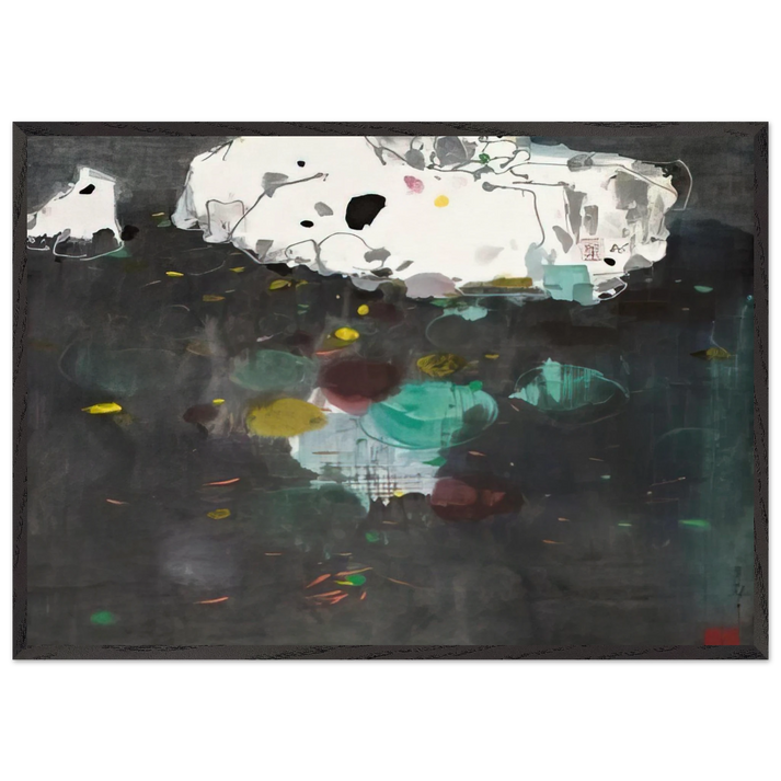 Fishes - 1986 - Wu Guanzhong 70x100 cm / 28x40 inches Framed Art Print – Black Wooden Frame