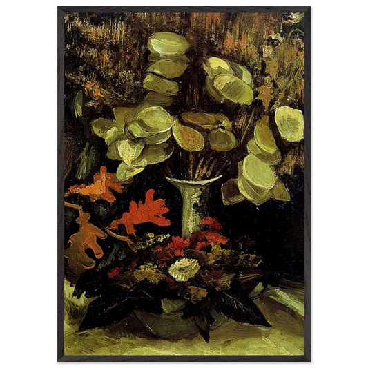 Vase with Honesty - Vincent van Gogh 70x100 cm / 28x40 inches Framed Art Print – Black Wooden Frame