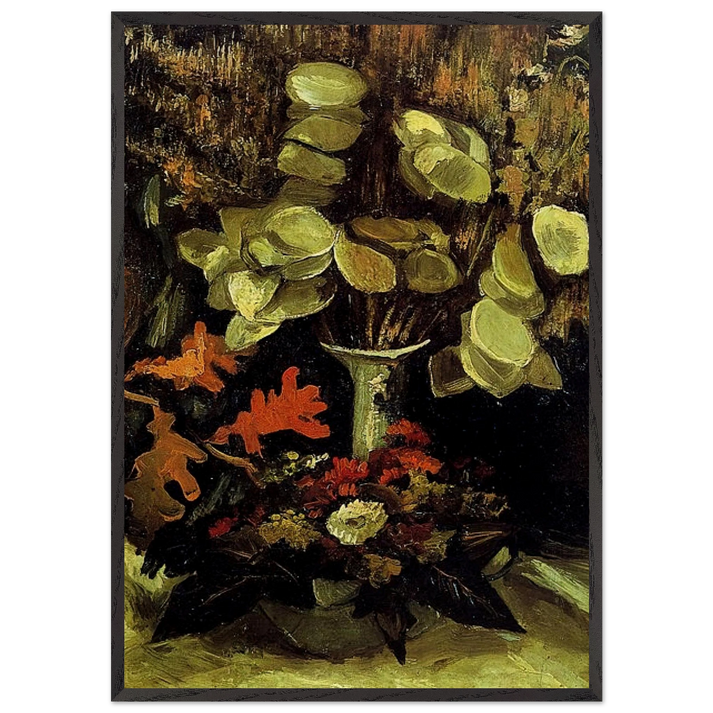 Vase with Honesty - Vincent van Gogh 70x100 cm / 28x40 inches Framed Art Print – Black Wooden Frame