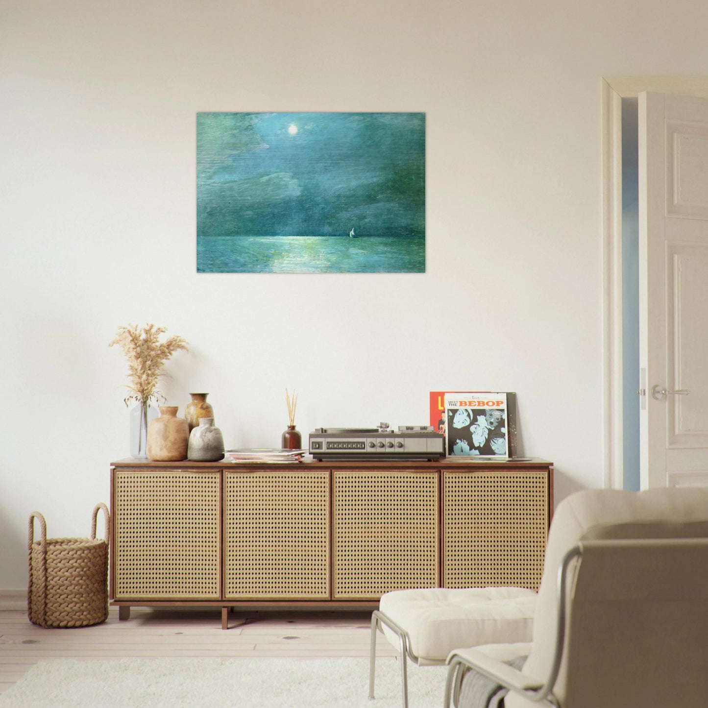 Moonlight on the Sound - Childe Hassam Brushed Aluminum Print - 70x100 cm / 28x40 inches | Childe Hassam Aluminum Print | Childe Hassam Prints