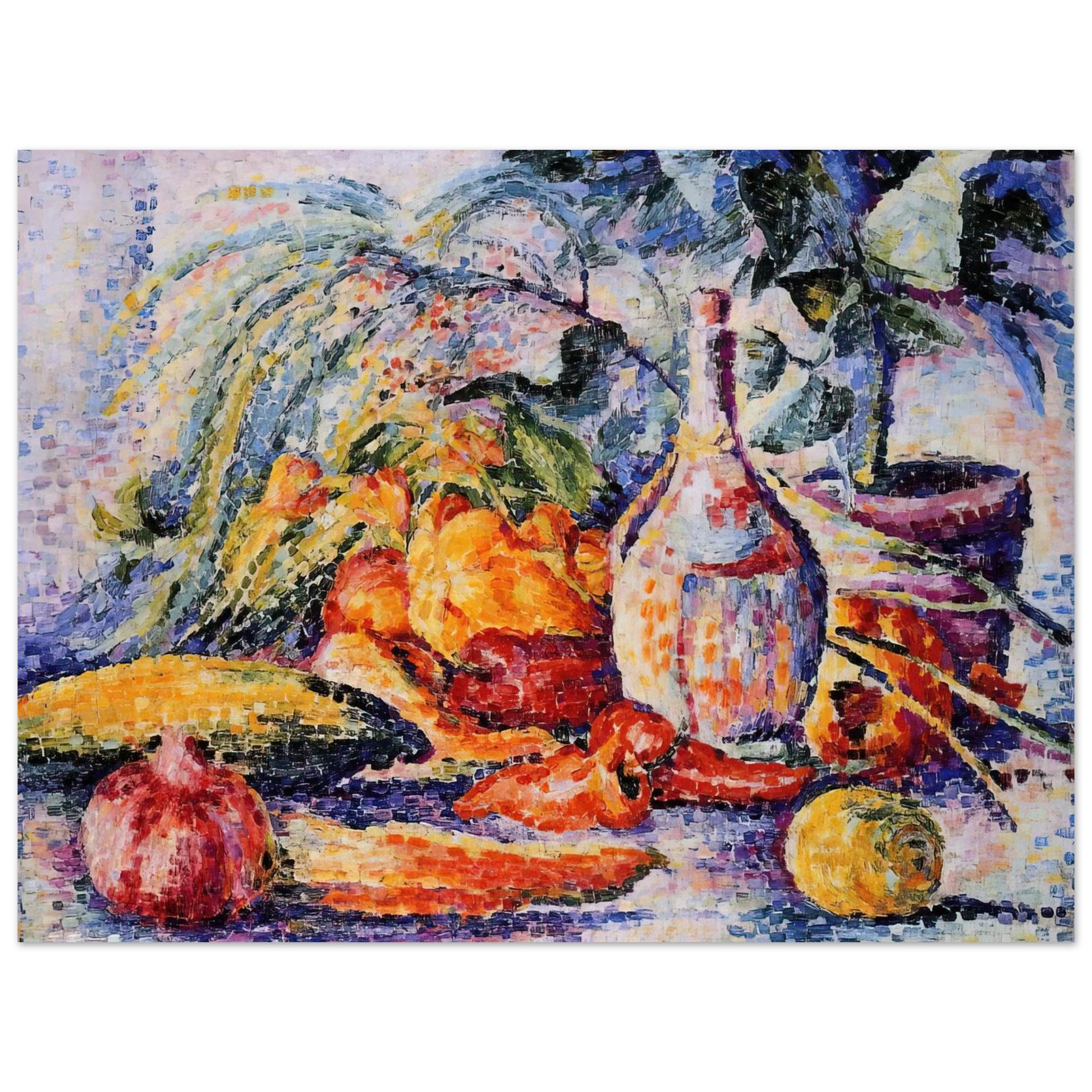 Henri-Edmond Cross - Still Life with Bottle of Wine Fine Art Poster - Default Title