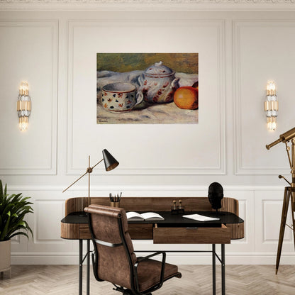 Still Life with Cup and Sugar Bowl - Pierre-Auguste Renoir Brushed Aluminum Print - 70x100 cm / 28x40 inches | Pierre-Auguste Renoir Aluminum Print | Pierre-Auguste Renoir Prints