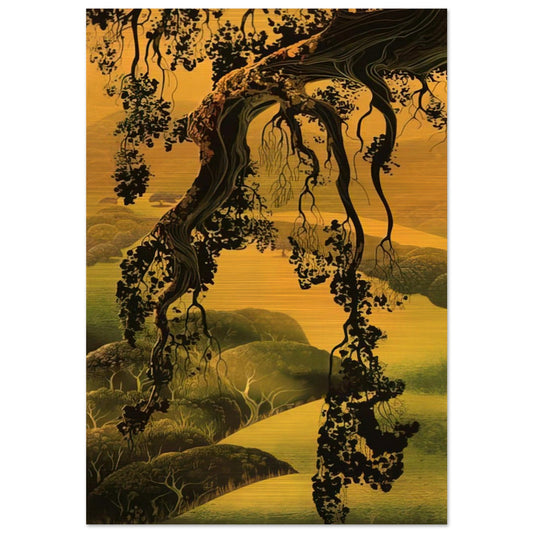 Yorktown Branch - Eyvind Earle Brushed Aluminum Print - 70x100 cm / 28x40 inches | Eyvind Earle Aluminum Print | Eyvind Earle Prints