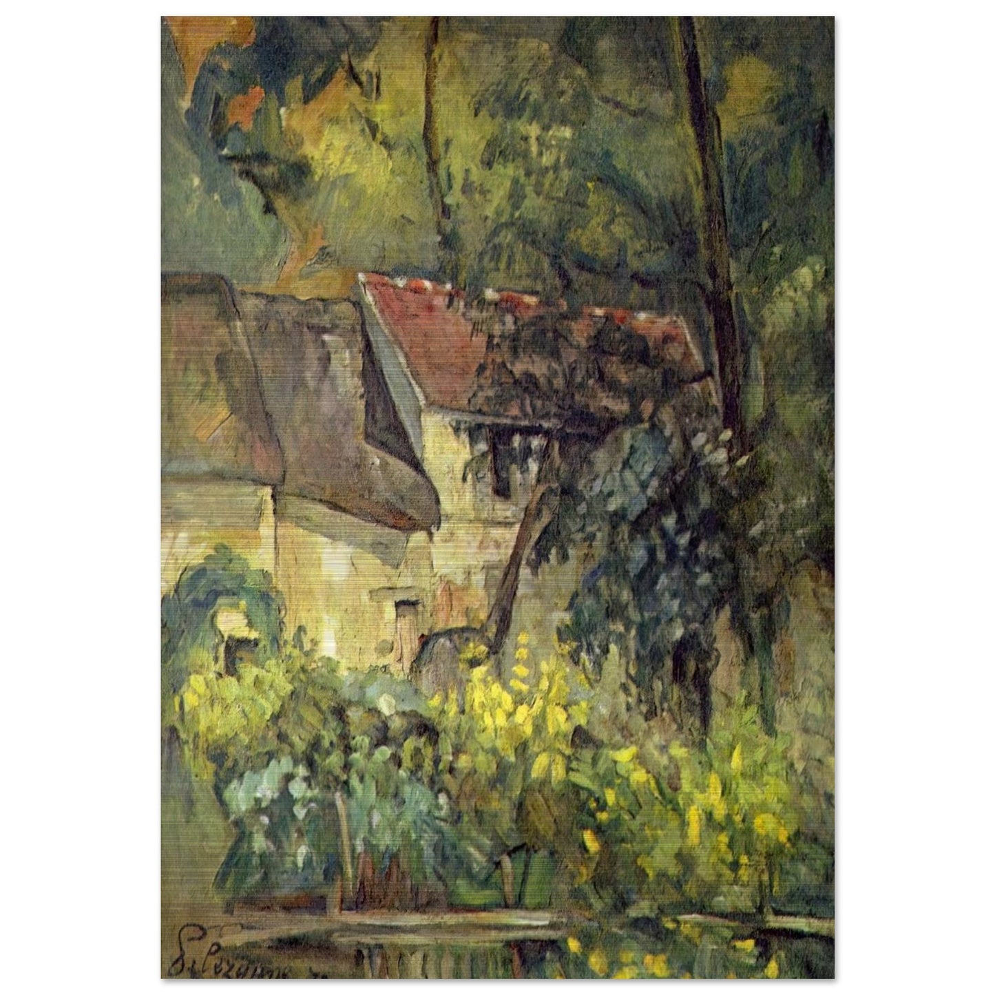 The House of Pere Lacroix in Auvers - Paul Cézanne Brushed Aluminum Print - 70x100 cm / 28x40 inches | Paul Cézanne Aluminum Print | Paul Cézanne Prints