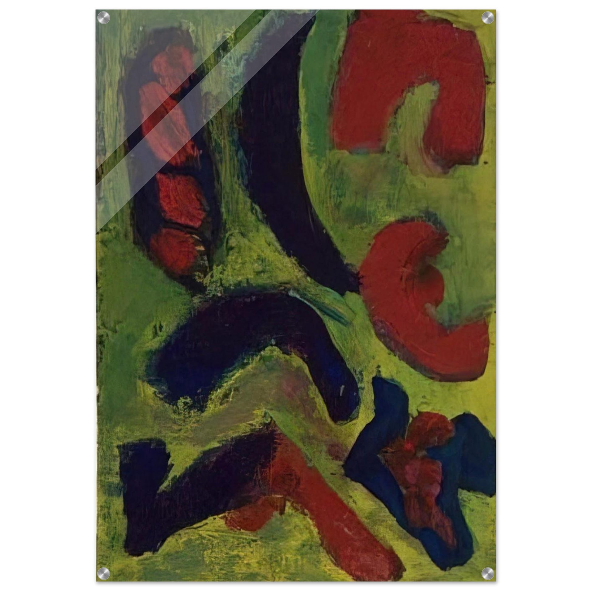 Abstract Composition in Green and Red - Barnett Newman Acrylic Print - 70x100 cm / 28x40″ inches | Barnett Newman Wall Art | Barnett Newman Prints