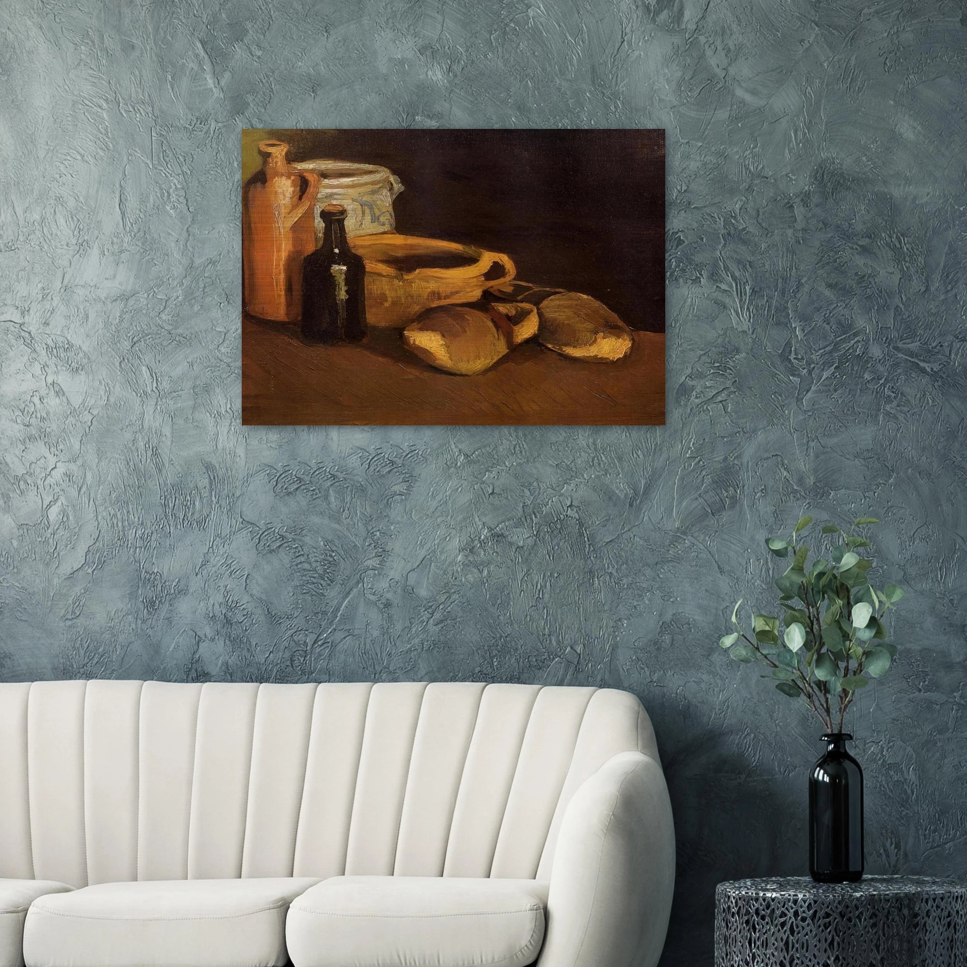 Still Life with Clogs and Pots - Vincent van Gogh Brushed Aluminum Print - 70x100 cm / 28x40 inches | Vincent van Gogh Aluminum Print | Vincent van Gogh Prints