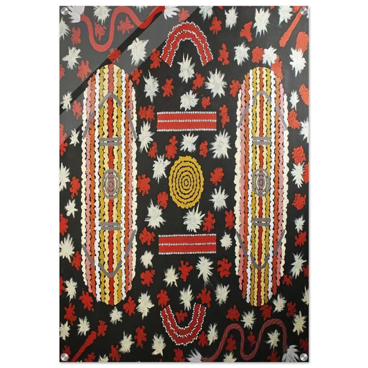 Mens' Ceremony - 1988 - Clifford Possum Tjapaltjarri Acrylic Print - 70x100 cm / 28x40″ inches | Clifford Possum Tjapaltjarri Wall Art | Clifford Possum Tjapaltjarri Prints