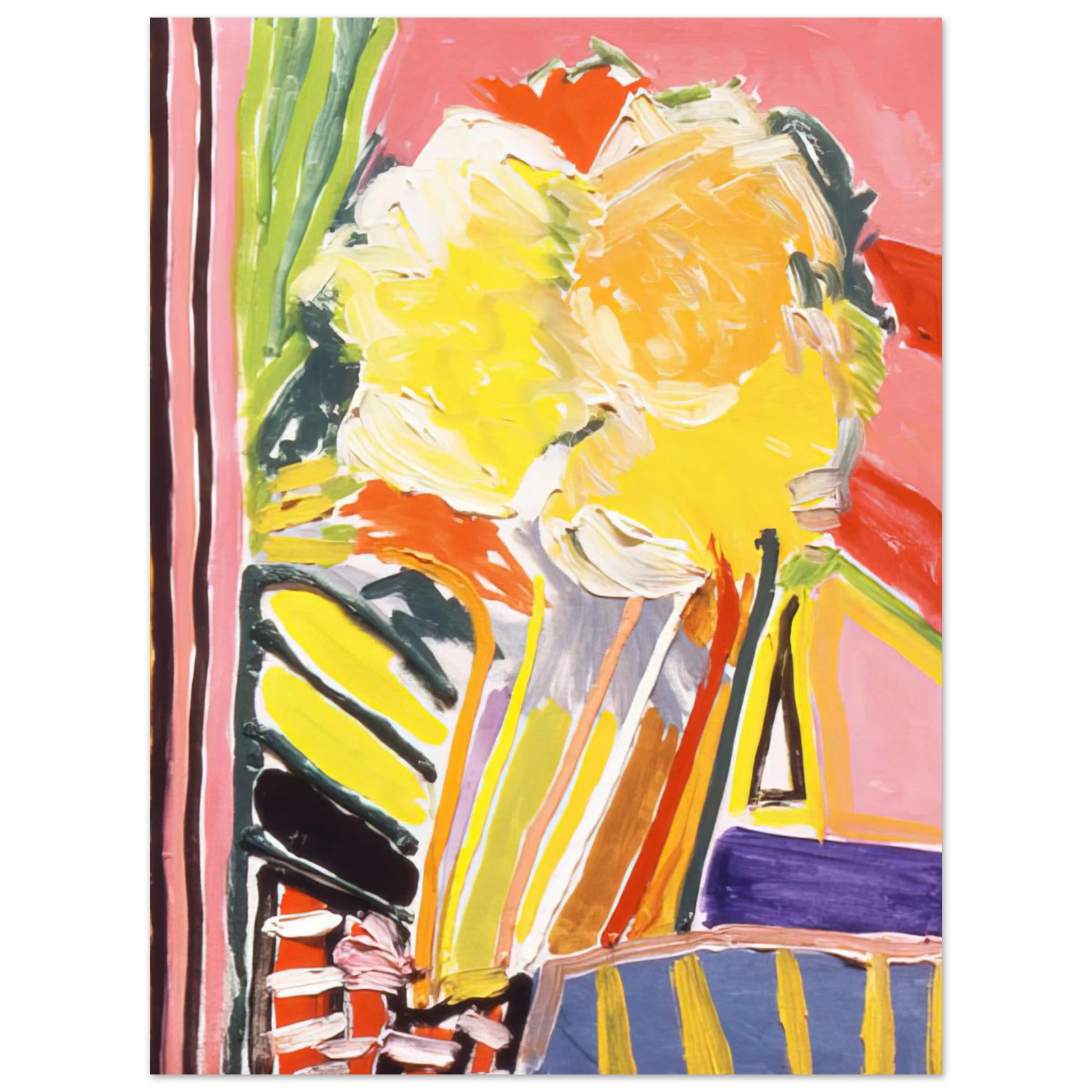 Ronnie Landfield - Pink Flower Painting - 1973 Fine Art Poster - Default Title