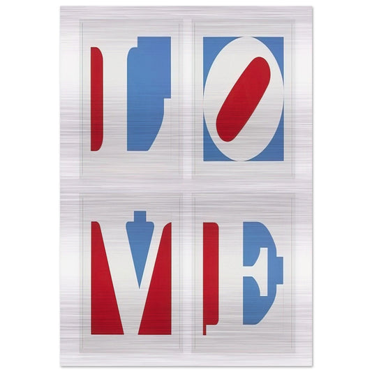 Four Panel Love - Robert Indiana Brushed Aluminum Print - 70x100 cm / 28x40 inches | Robert Indiana Aluminum Print | Robert Indiana Prints