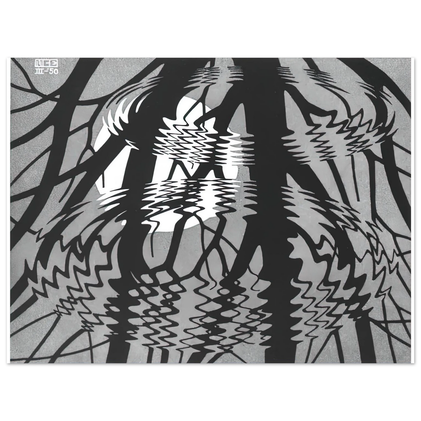 MC Escher - RIPPLED SURFACE Wall Art - 21x29.7 cm / 8x12" - Fine Art Poster - -