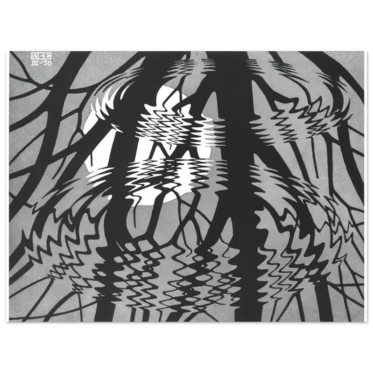 MC Escher - RIPPLED SURFACE Wall Art - 21x29.7 cm / 8x12" - Fine Art Poster - -