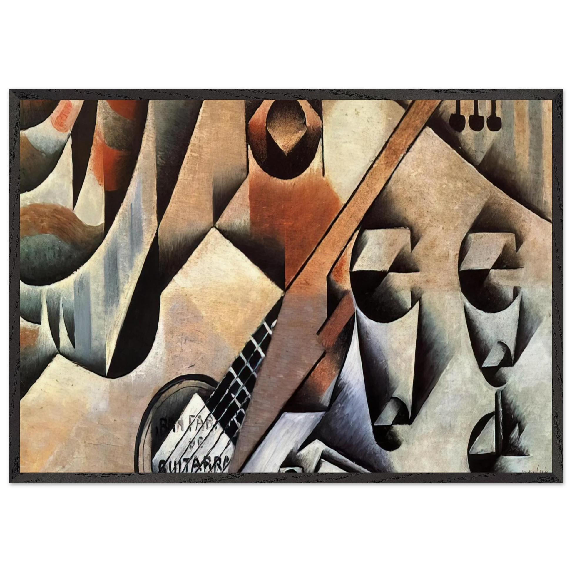 GUITAR AND GLASSES BANJO AND GLASSES 1912 - Juan Gris Framed Art Print – Black Wooden Frame - Default Title - -Framed Art Print