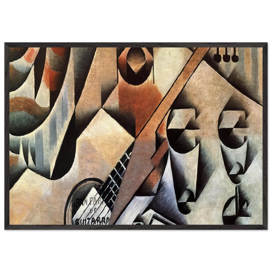 GUITAR AND GLASSES BANJO AND GLASSES 1912 - Juan Gris Framed Art Print – Black Wooden Frame - Default Title - -Framed Art Print