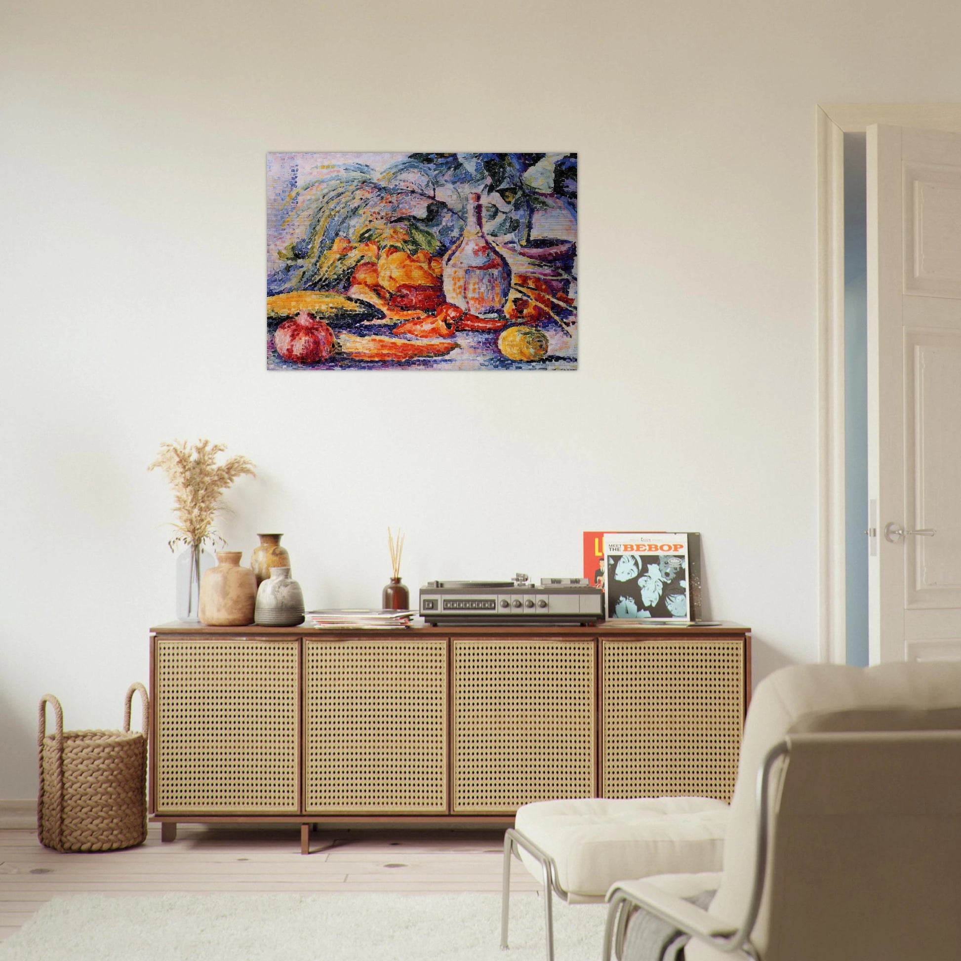 Still Life with Bottle of Wine - Henri-Edmond Cross Brushed Aluminum Print - 70x100 cm / 28x40 inches | Henri-Edmond Cross Aluminum Print | Henri-Edmond Cross Prints