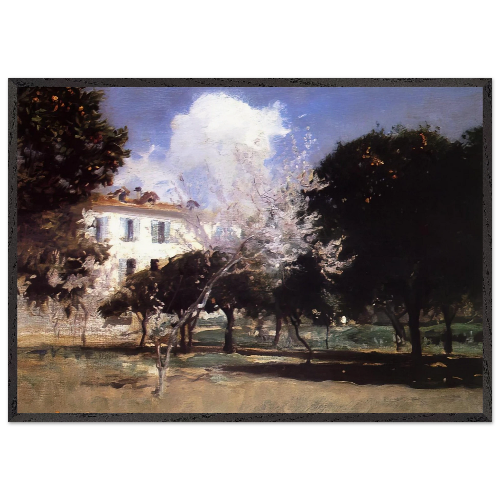 House and Garden - John Singer Sargent Framed Art Print – Black Wooden Frame - Default Title - -Framed Art Print