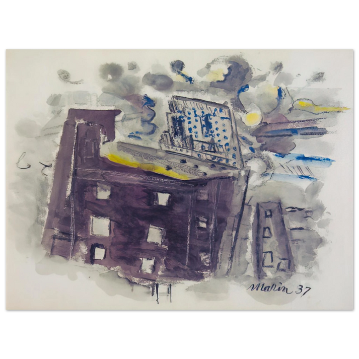 John Marin - Top of Radio City, New York City - 1937  75x100 cm / 30x40inches Fine Art Poster