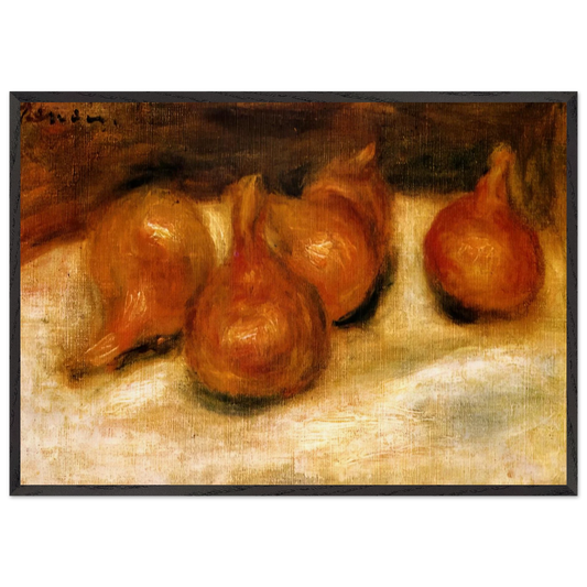Still Life with Onions - Pierre-Auguste Renoir 70x100 cm / 28x40 inches Framed Art Print – Black Wooden Frame