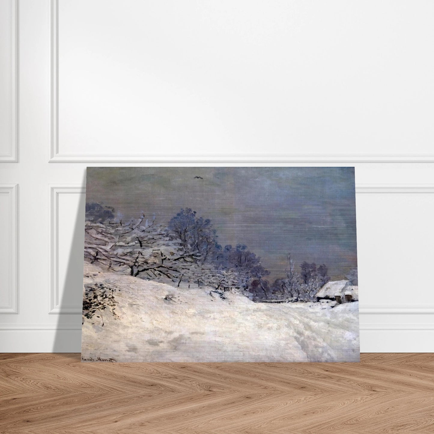 The Road in front of Saint-Simeon Farm in Winter - claude monet Brushed Aluminum Print - 70x100 cm / 28x40 inches | claude monet Aluminum Print | claude monet Prints