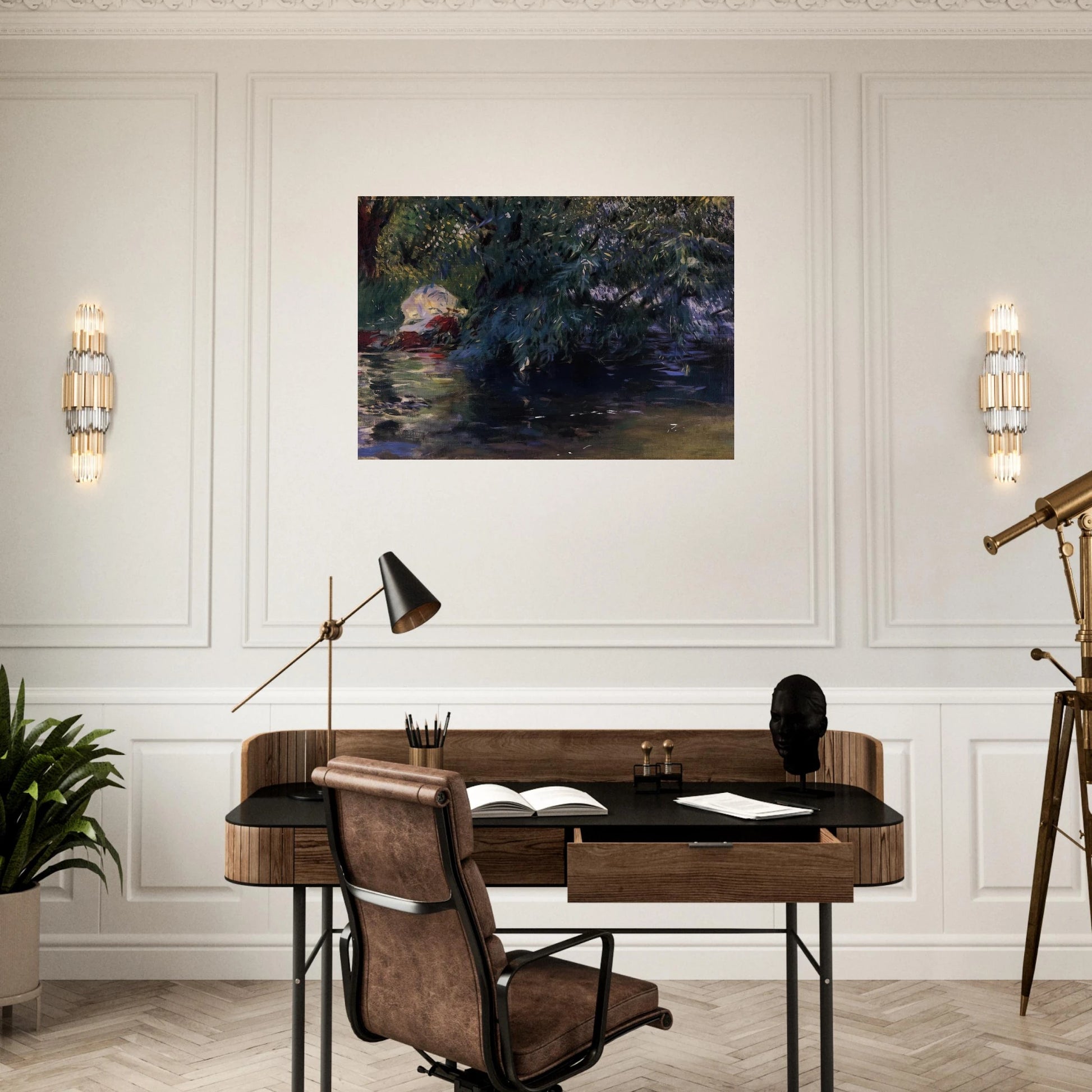 A Backwater, Calcot Mill near Reading - John Singer Sargent Brushed Aluminum Print - 70x100 cm / 28x40 inches | John Singer Sargent Aluminum Print | John Singer Sargent Prints