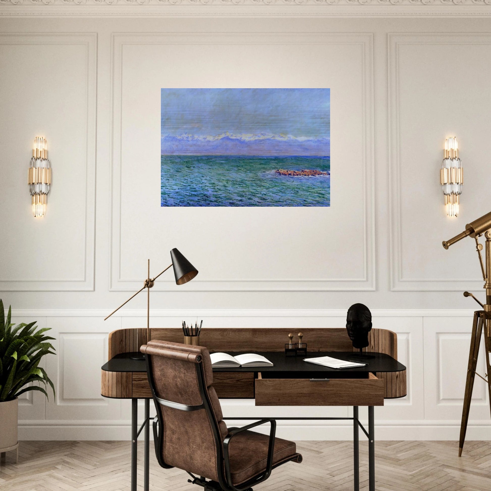 The Sea and the Alps - claude monet Brushed Aluminum Print - 70x100 cm / 28x40 inches | claude monet Aluminum Print | claude monet Prints