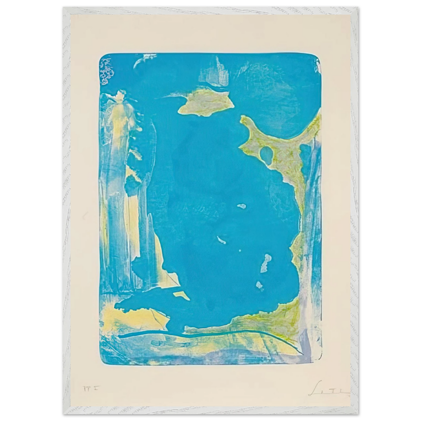 Helen Frankenthaler - Reflections IV - 1995 Wall art - 28x43  cm / XL (11x17 Inches) - Premium Wooden Framed Poster With Fine Art Paper - Wood frame
