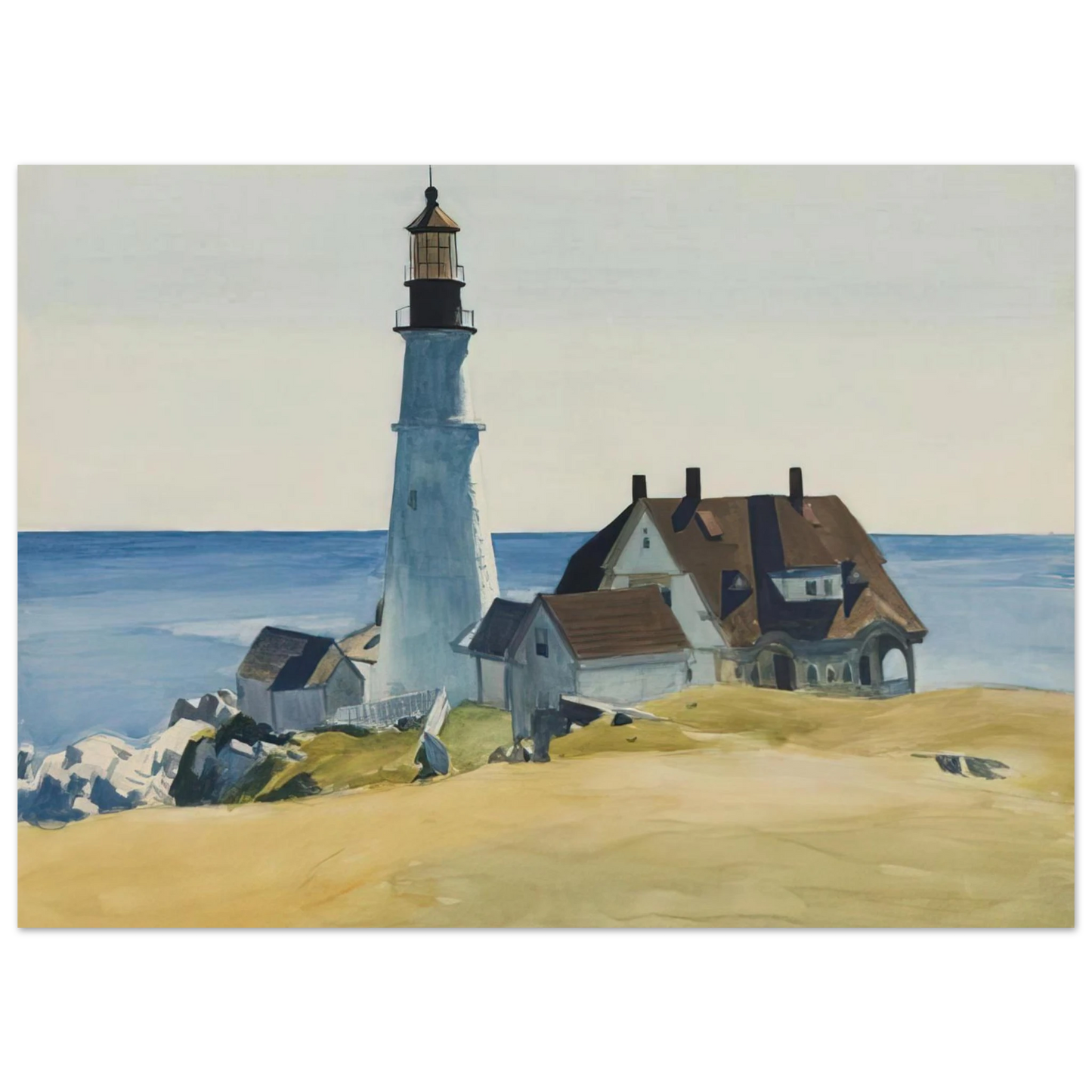 Edward Hopper - Lighthouse and Buildings, Portland Head, Cape Elizabeth, Maine Fine Art Poster - 40x60 cm / 16x24 inches