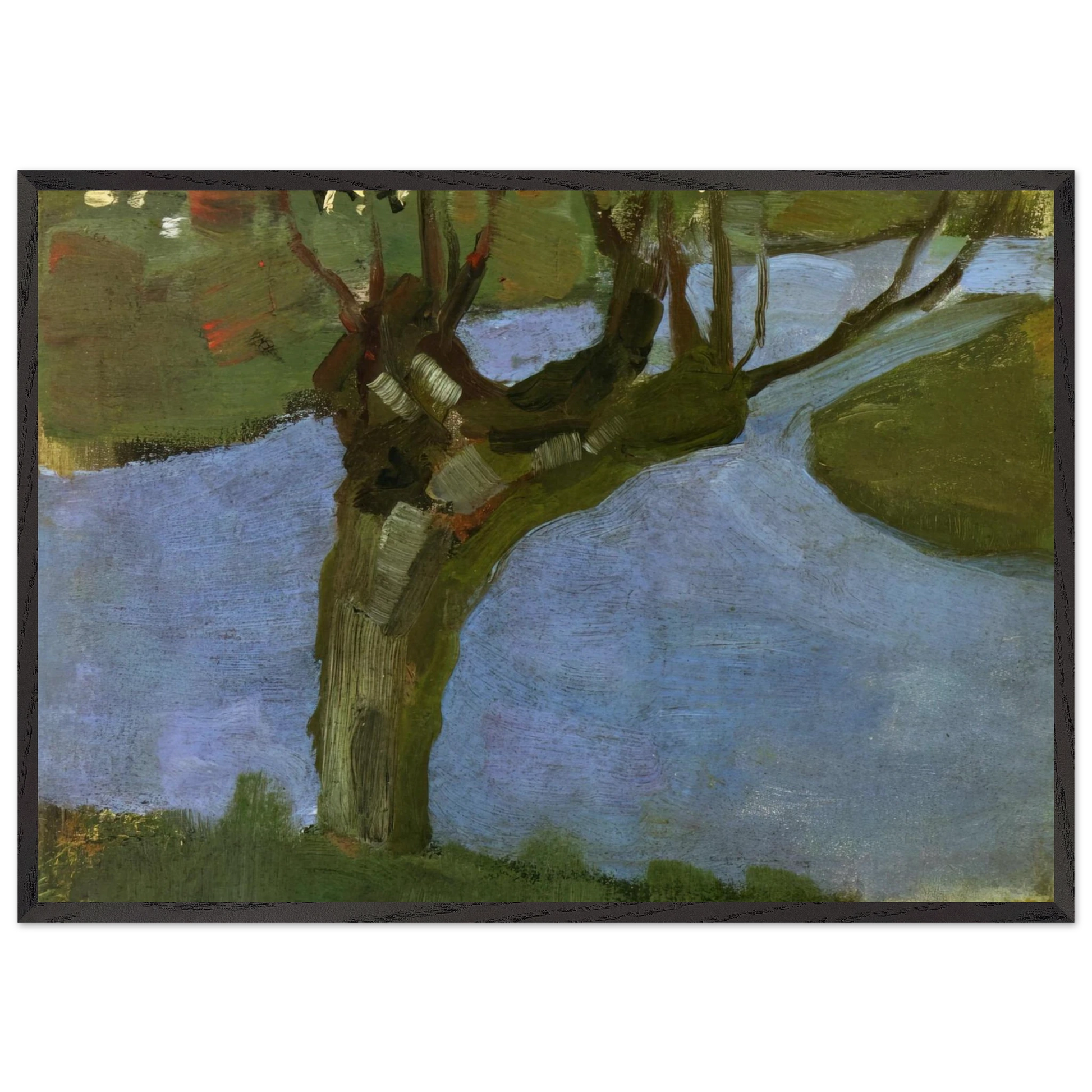 Irrigation Ditch with Mature Willow - Piet Mondrian Framed Art Print – Black Wooden Frame - Default Title - -Framed Art Print