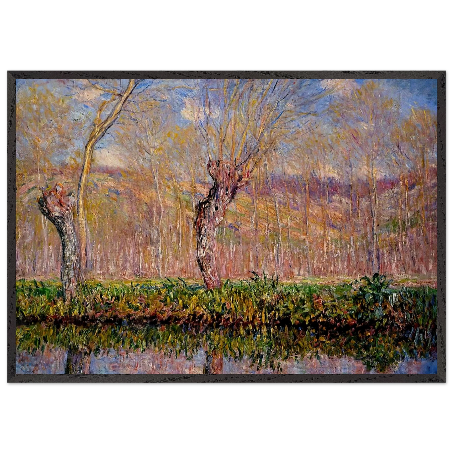 The Banks of the River Epte in Springtime - claude monet Framed Art Print – Black Wooden Frame - Default Title - -Framed Art Print