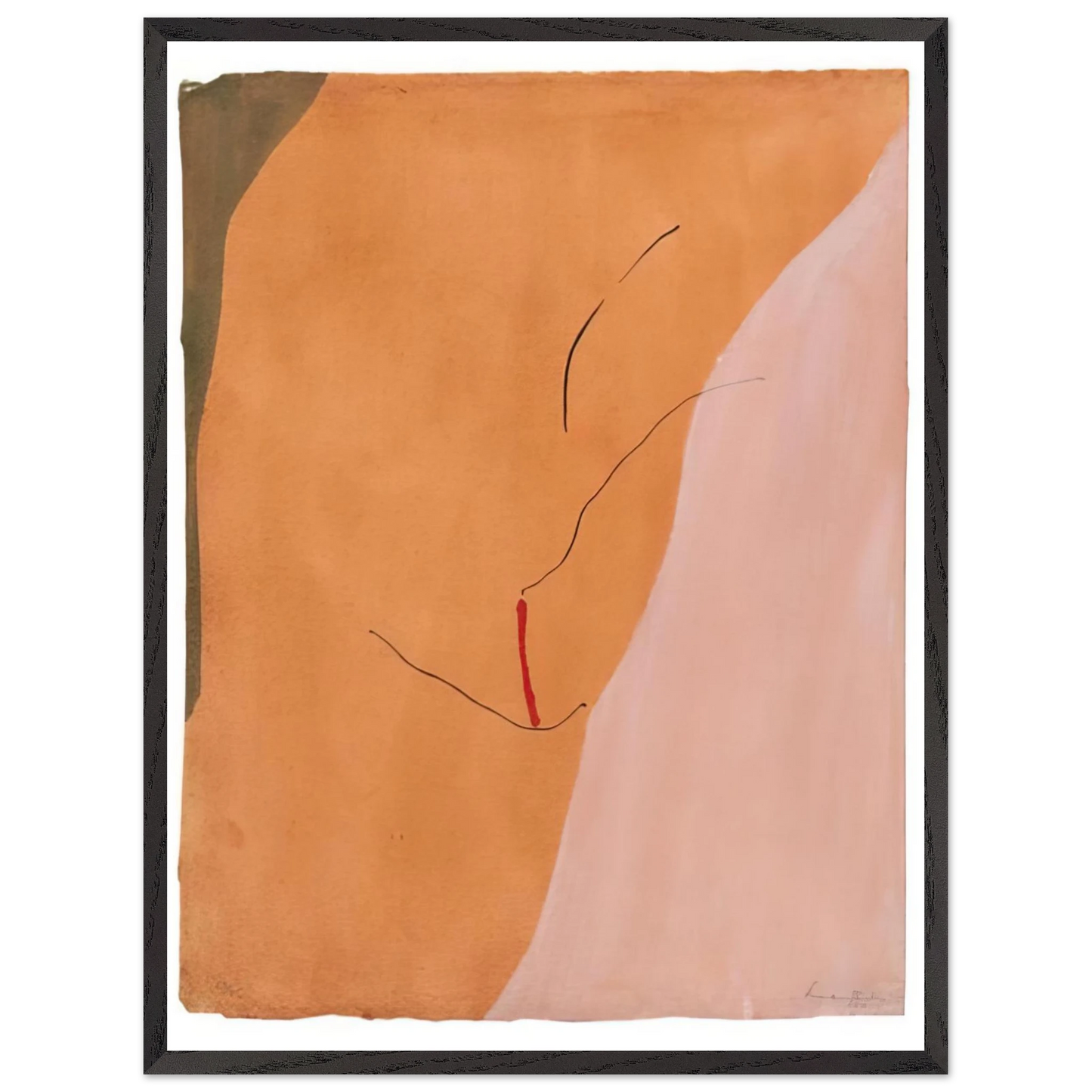 Helen Frankenthaler - Sanguine Mood - 1971 Wall art - 21x29.7 cm / 8x12" - Premium Wooden Framed Poster With Fine Art Paper - Black frame