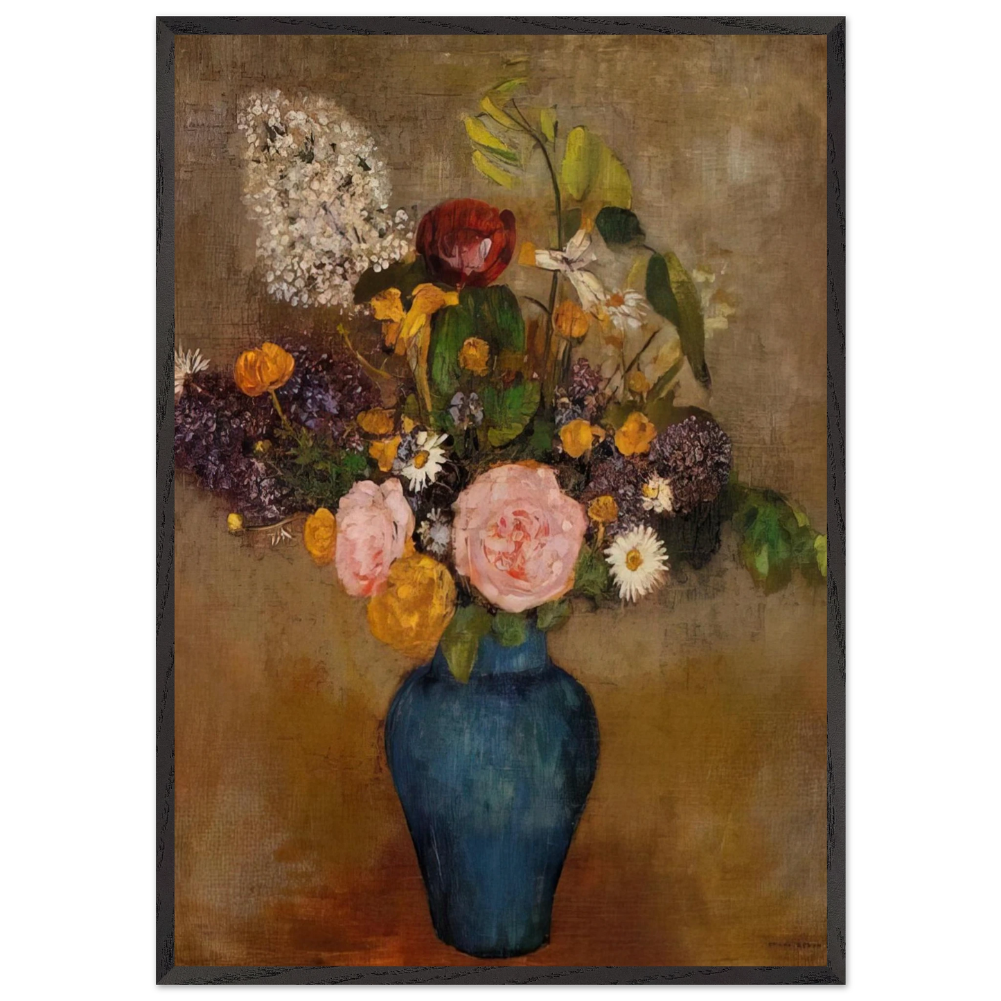 VASE OF FLOWERS 10 - Odilon Redon Framed Art Print – Black Wooden Frame - Default Title - -Framed Art Print