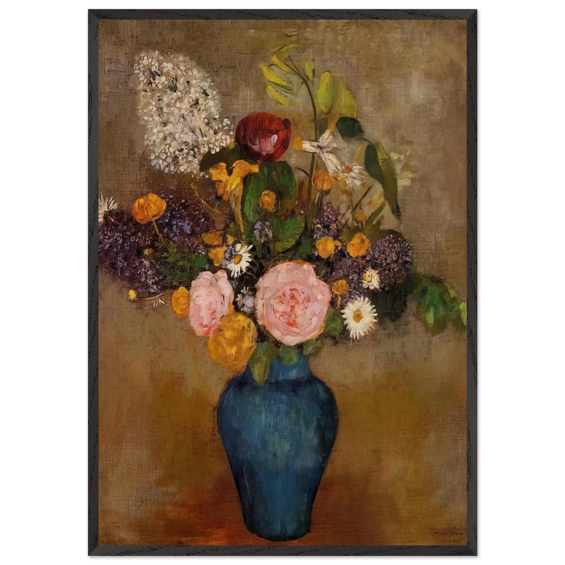VASE OF FLOWERS 10 - Odilon Redon Framed Art Print – Black Wooden Frame - Default Title - -Framed Art Print