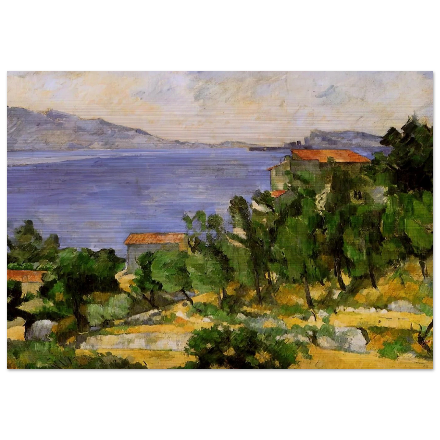 The Bay of L'Estaque from the East - Paul Cézanne Brushed Aluminum Print - 70x100 cm / 28x40 inches | Paul Cézanne Aluminum Print | Paul Cézanne Prints