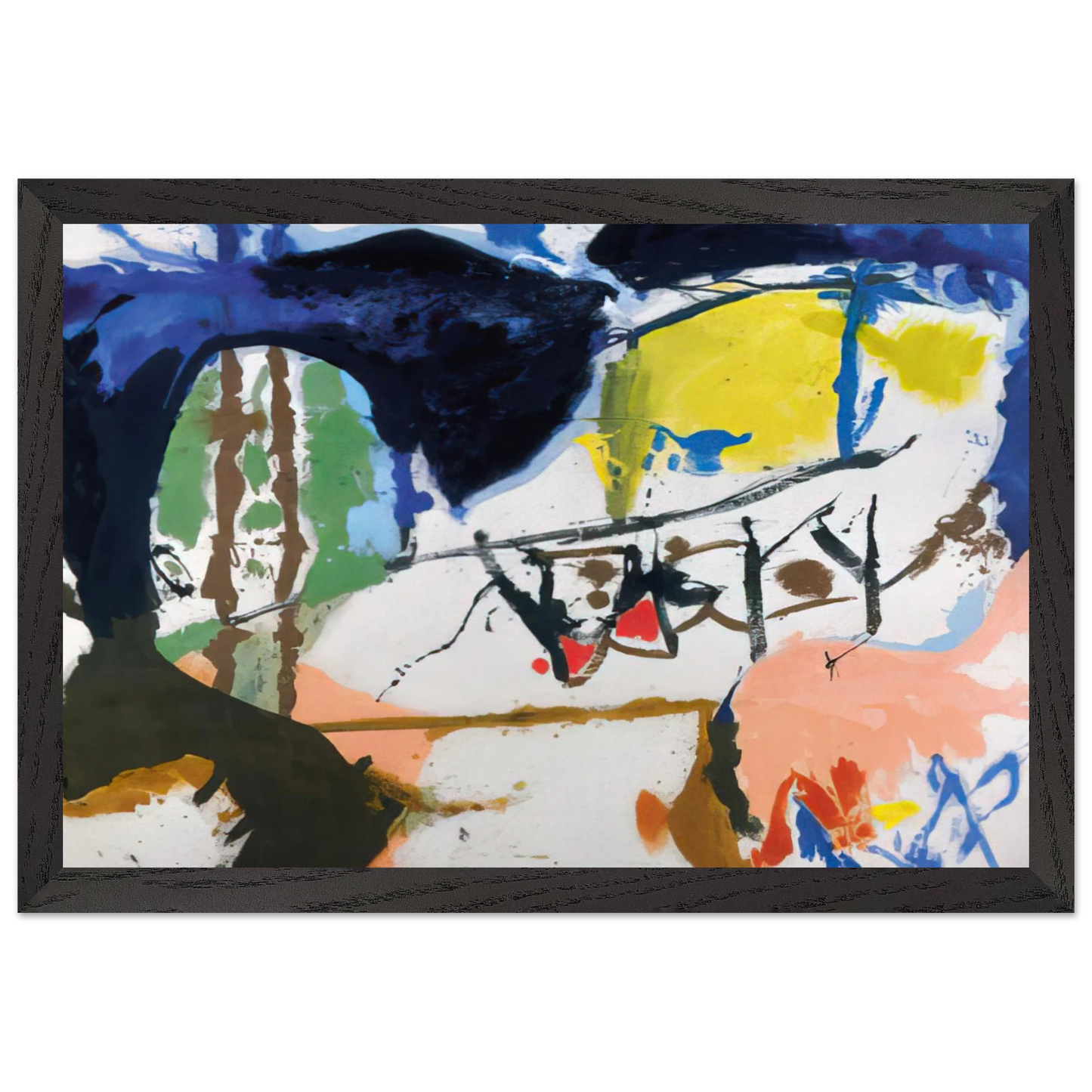 Helen Frankenthaler - Acres - 1959 Wall art - 28x43  cm / XL (11x17 inches) - Premium Wooden Framed Poster With Fine Art Paper - Wood frame