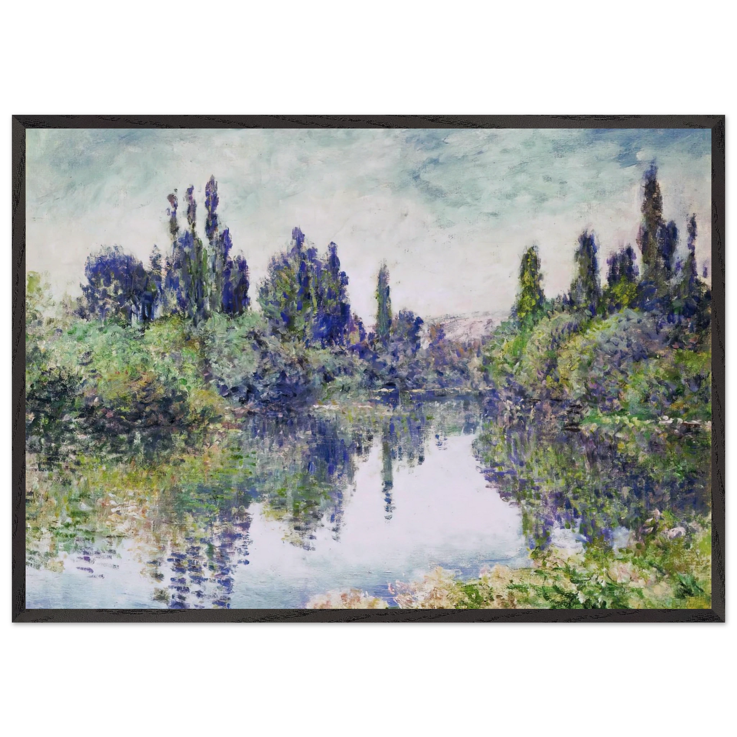 Morning on the Seine near Vetheuil - claude monet Framed Art Print – Black Wooden Frame - Default Title - -Framed Art Print