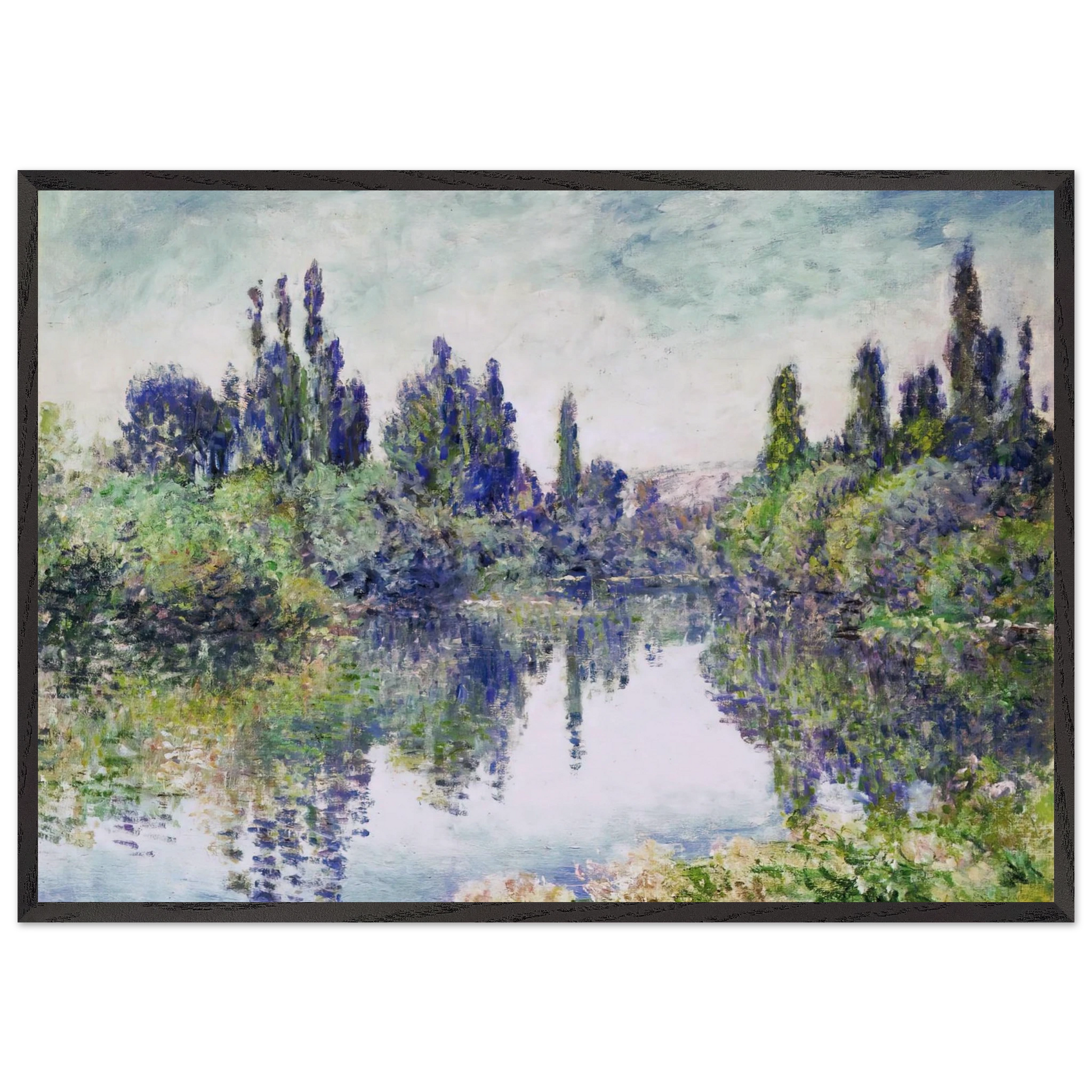 Morning on the Seine near Vetheuil - claude monet Framed Art Print – Black Wooden Frame - Default Title - -Framed Art Print