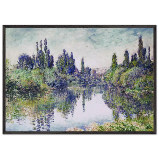 Morning on the Seine near Vetheuil - claude monet 70x100 cm / 28x40 inches Framed Art Print – Black Wooden Frame