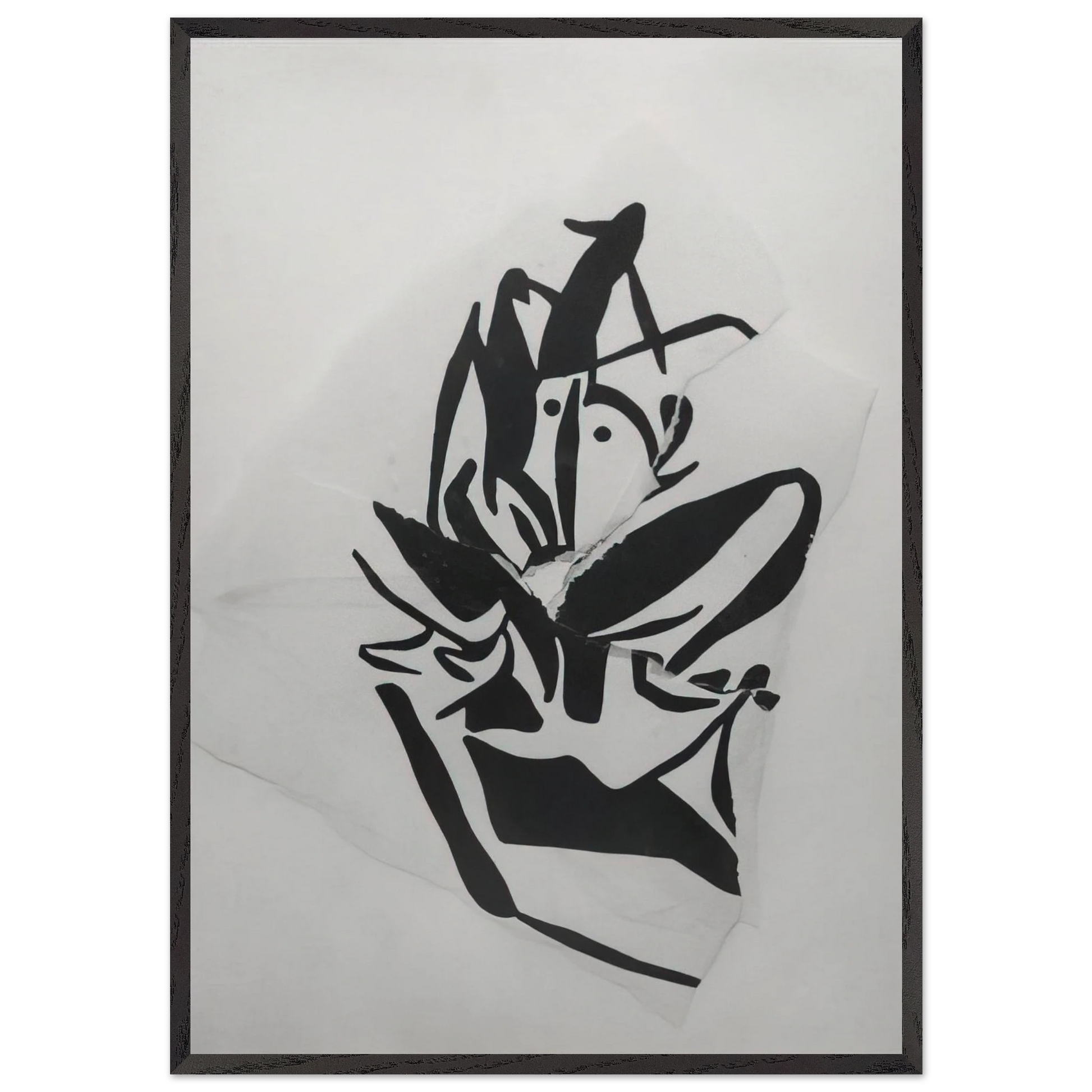 Torn-Up Woodcut - Jean Arp Framed Art Print – Black Wooden Frame - Default Title - -Framed Art Print