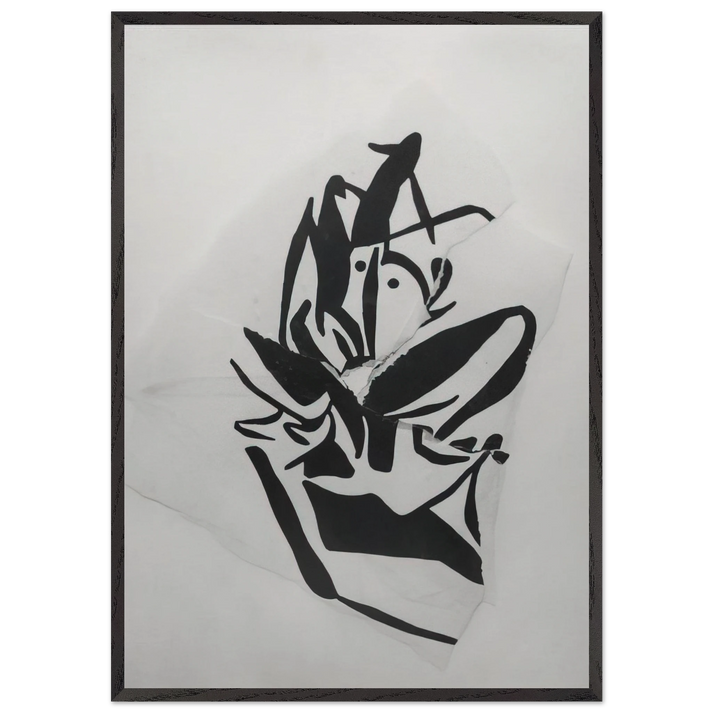 Torn-Up Woodcut - Jean Arp 70x100 cm / 28x40 inches Framed Art Print – Black Wooden Frame