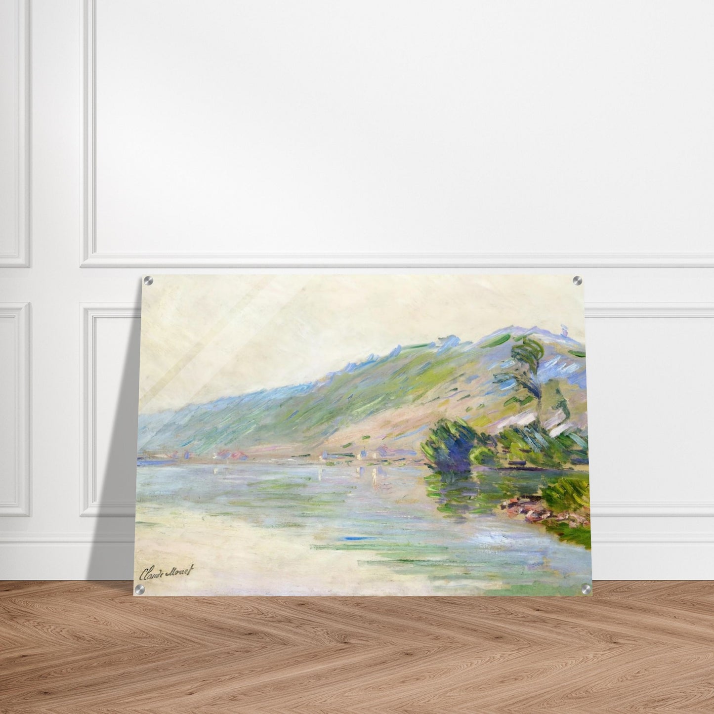 The Seine at Port-Villes, Clear Weather - claude monet Acrylic Print - 70x100 cm / 28x40″ inches | claude monet Wall Art | claude monet Prints