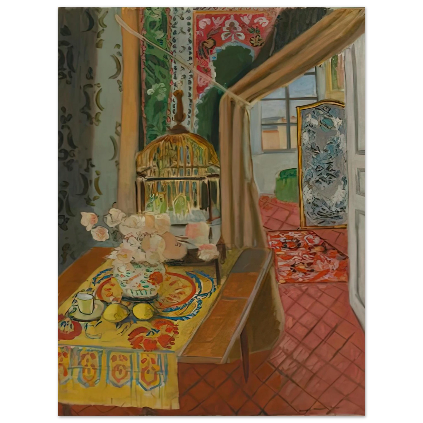 Henri Matisse - INTERIOR FLOWERS AND PARAKEETS 1924 Fine Art Poster - Default Title