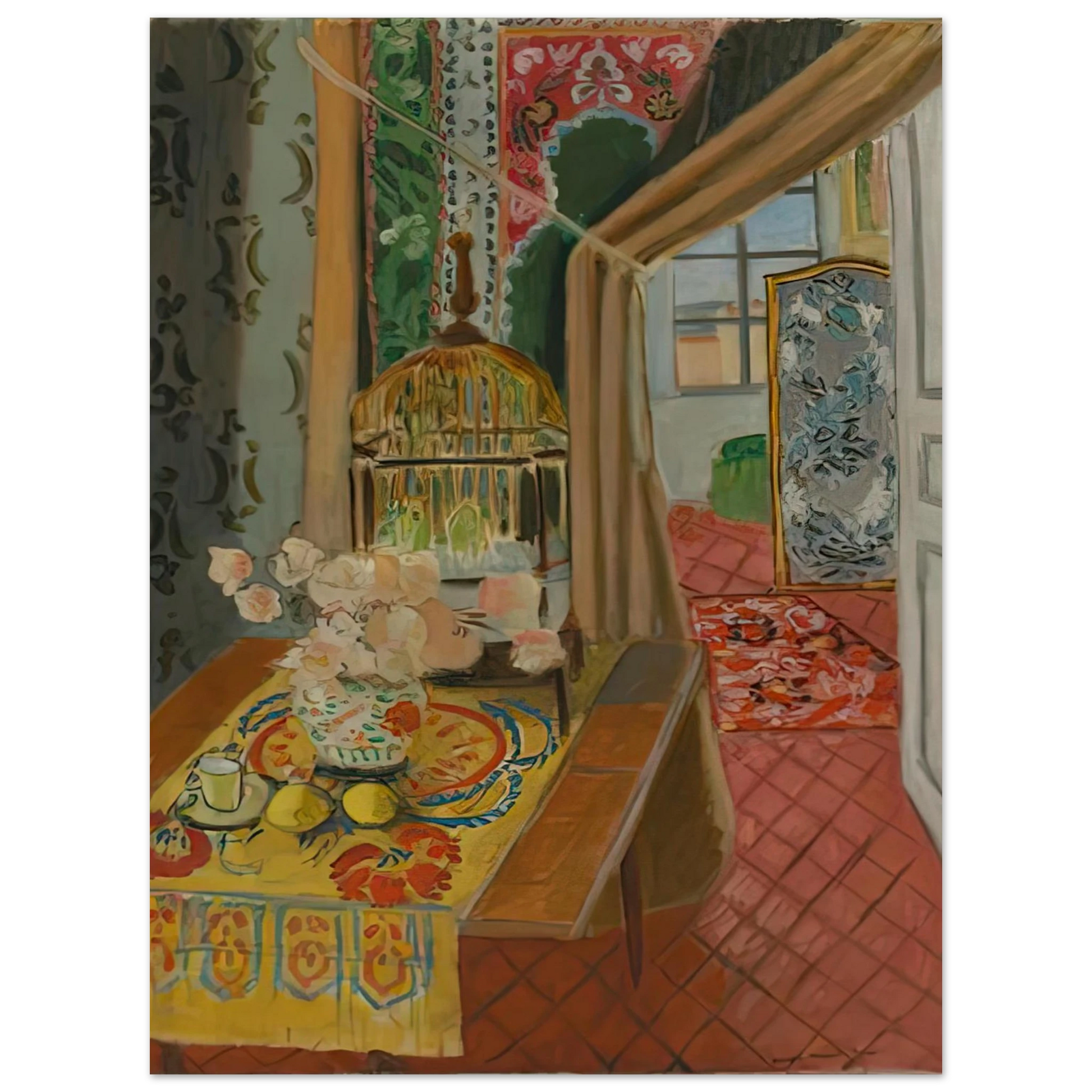 Henri Matisse - INTERIOR FLOWERS AND PARAKEETS 1924 Fine Art Poster - Default Title