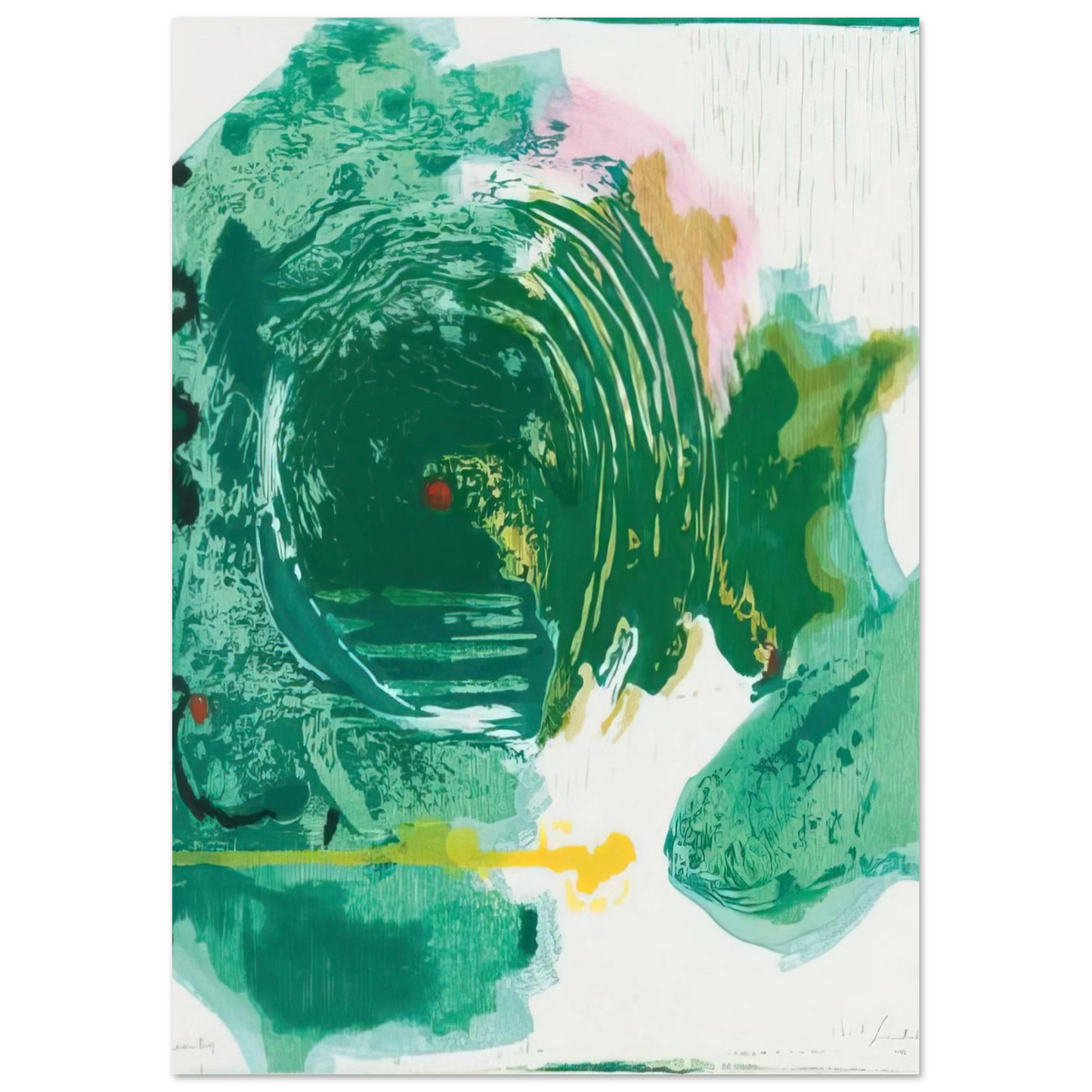 Helen Frankenthaler - Radius - 1993 Wall art - 50x50 cm / 20x20 inches - Premium Wooden Framed Poster With Fine Art Paper - Black frame