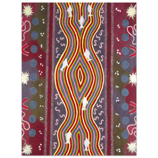 Clifford Possum Tjapaltjarri - Fish and Honey Dreaming - Native Art Fine Art Poster - Default Title