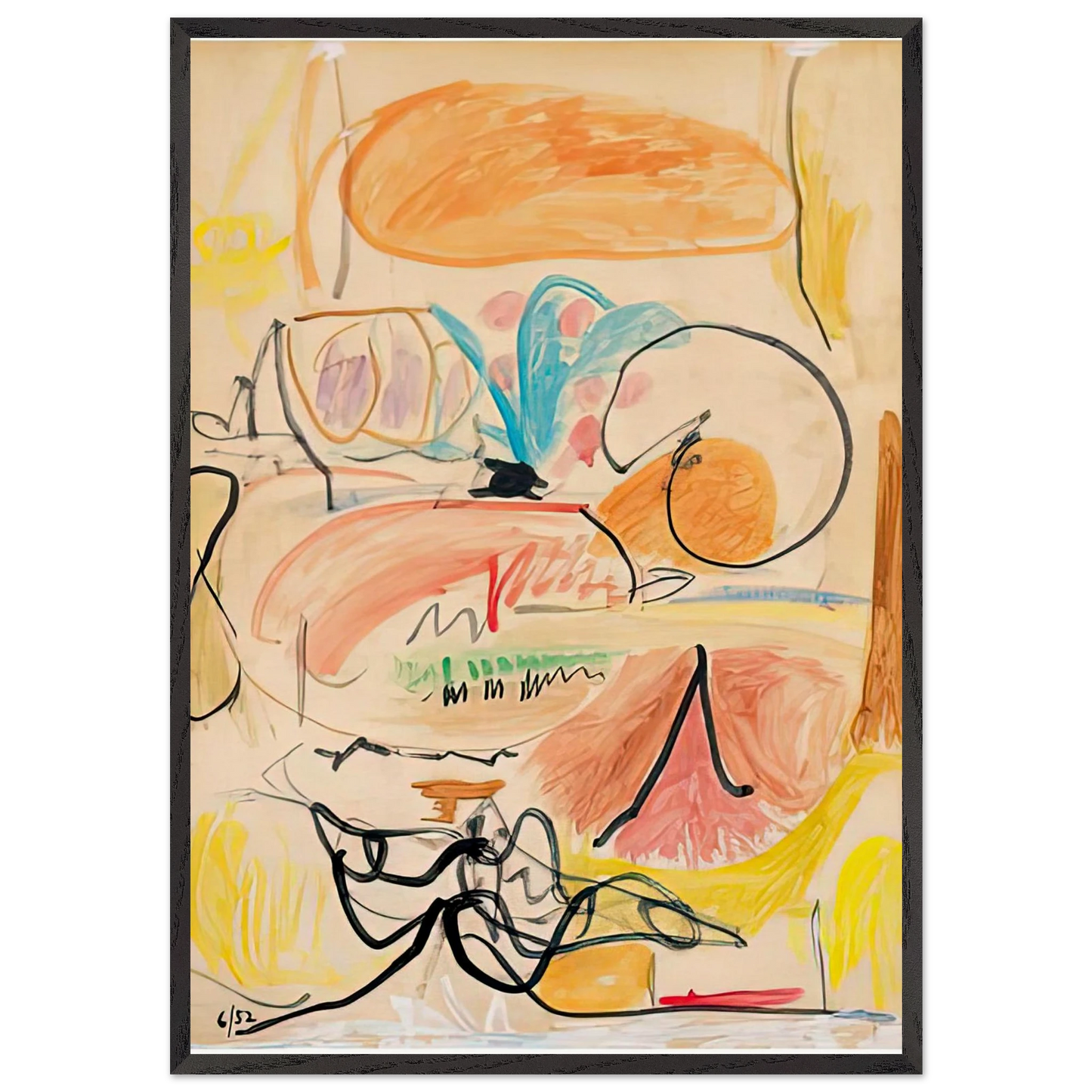 Window Shade No 1 1952- - Helen Frankenthaler Framed Art Print – Black Wooden Frame - Default Title - -Framed Art Print