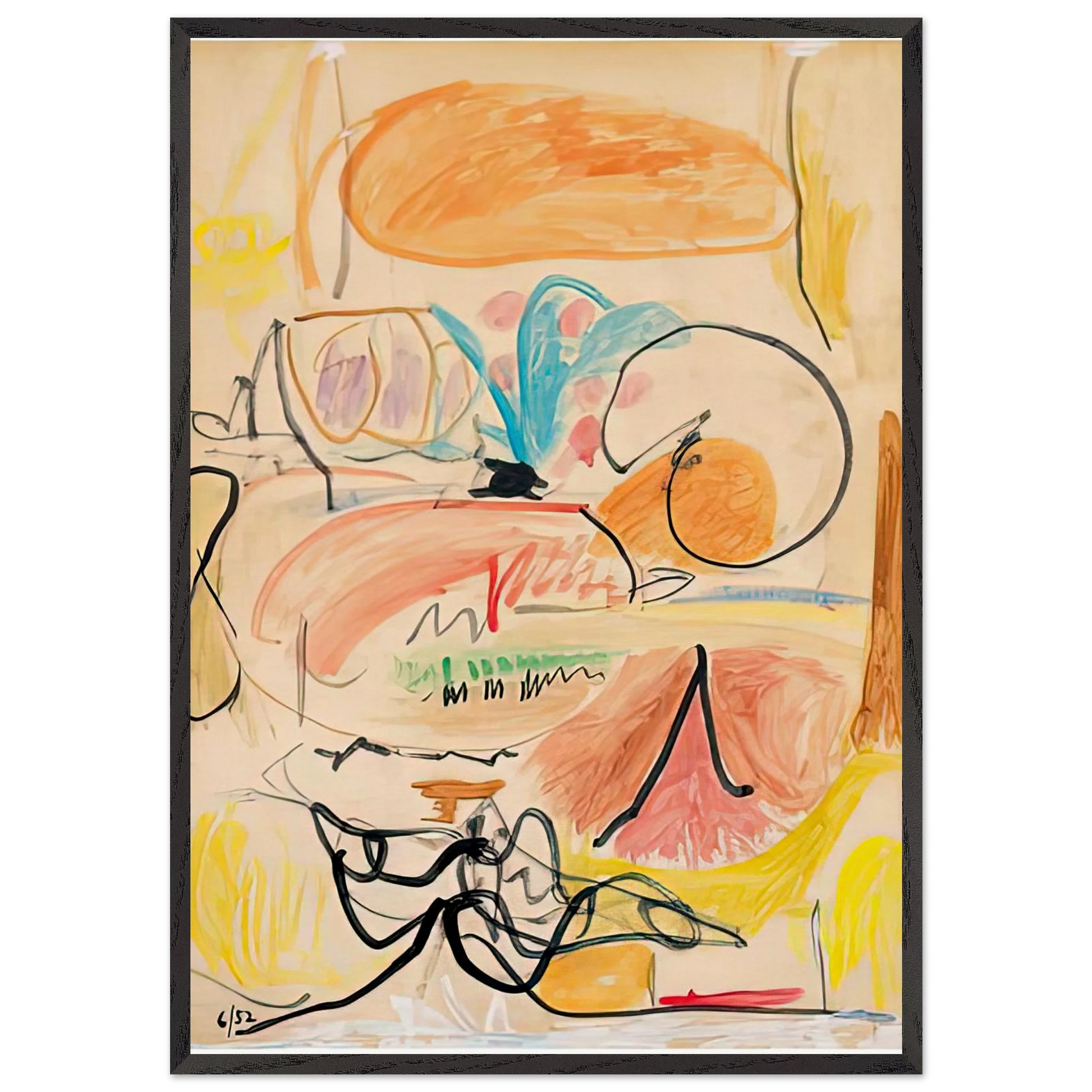 Window Shade No 1 1952- - Helen Frankenthaler Framed Art Print – Black Wooden Frame - Default Title - -Framed Art Print