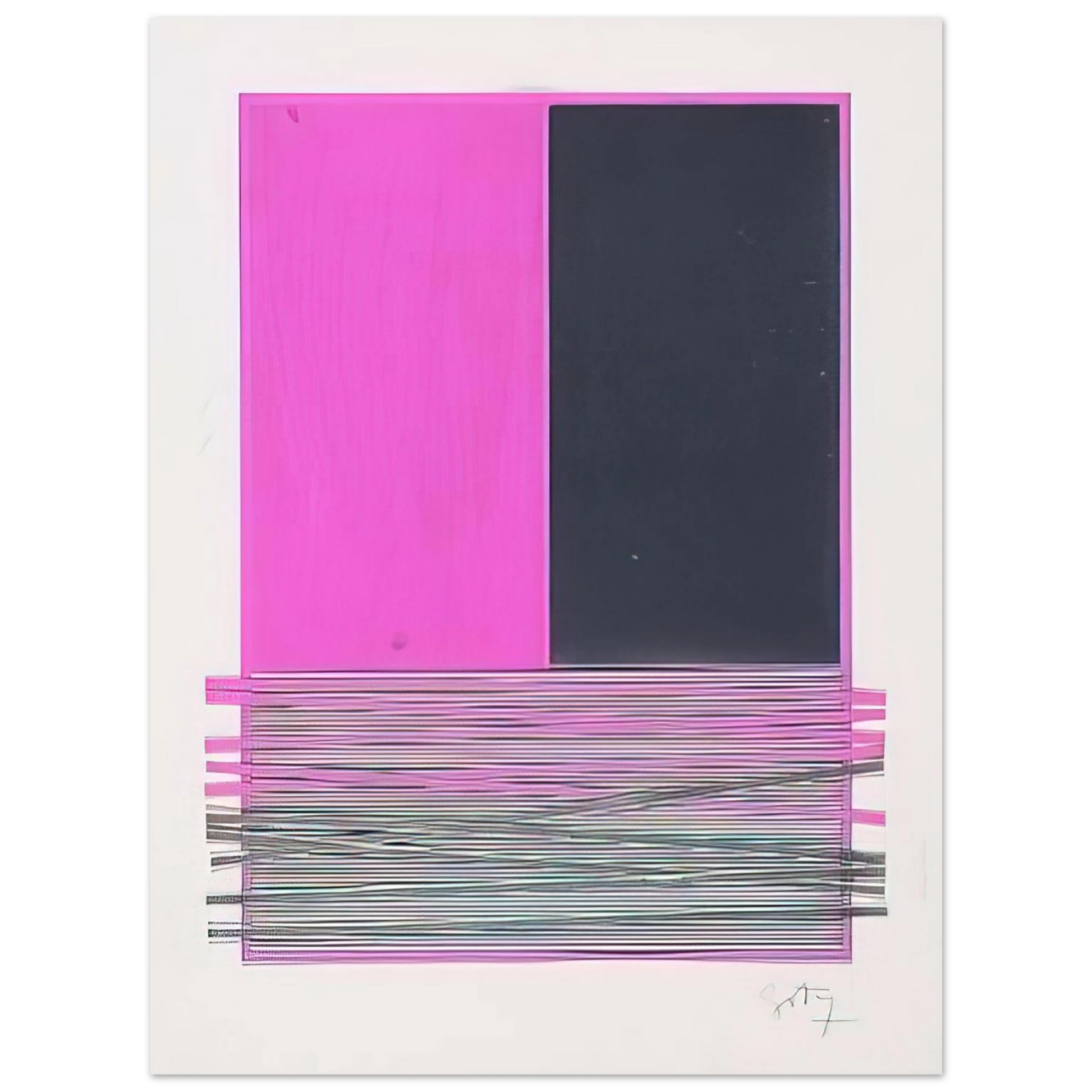 Jesus Rafael Soto - ABSTRACT COMPOSITION WITH SILVER AND MAGENTA 1970 Fine Art Poster - Default Title