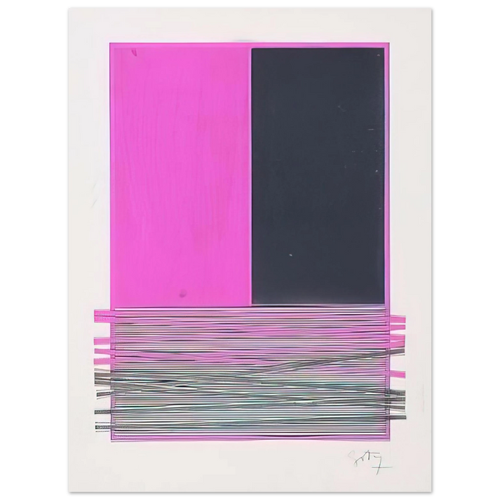 Jesus Rafael Soto - ABSTRACT COMPOSITION WITH SILVER AND MAGENTA 1970  75x100 cm / 30x40inches Fine Art Poster